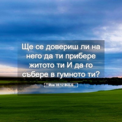 Picture 05 - Йов 39:12 BULG - Ще се довериш ли на него да - Bible Verse Picture