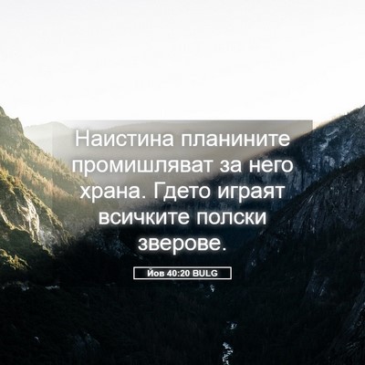 Picture 05 - Йов 40:20 BULG - Наистина планините - Bible Verse Picture