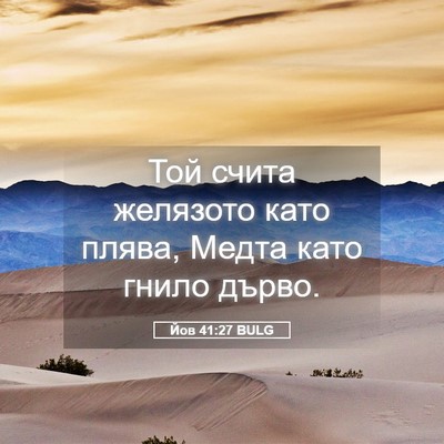 Picture 05 - Йов 41:27 BULG - Той счита желязото като - Bible Verse Picture