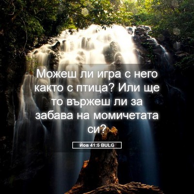 Picture 05 - Йов 41:5 BULG - Можеш ли игра с него както - Bible Verse Picture