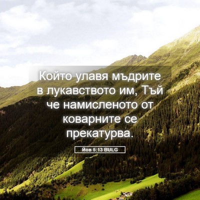Picture 05 - Йов 5:13 BULG - Който улавя мъдрите в - Bible Verse Picture