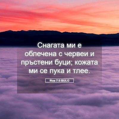 Picture 05 - Йов 7:5 BULG - Снагата ми е облечена с - Bible Verse Picture