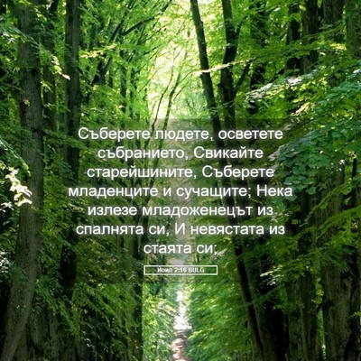 Picture 05 - Йоил 2:16 BULG - Съберете людете, осветете - Bible Verse Picture