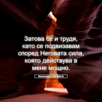 Picture 05 - Колосяни 1:29 BULG - Затова се и трудя, като се - Bible Verse Picture