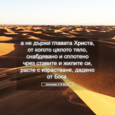Picture 05 - Колосяни 2:19 BULG - а не държи главата Христа, - Bible Verse Picture
