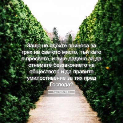 Picture 05 - Левит 10:17 BULG - Защо не ядохте приноса за - Bible Verse Picture