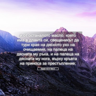Picture 05 - Левит 14:17 BULG - и от останалото масло, - Bible Verse Picture