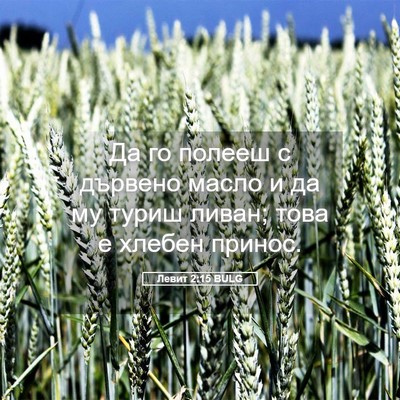 Picture 05 - Левит 2:15 BULG - Да го полееш с дървено - Bible Verse Picture