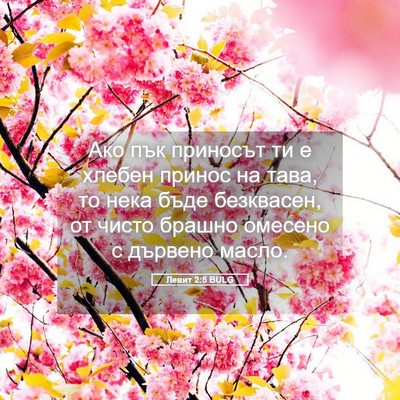 Picture 05 - Левит 2:5 BULG - Ако пък приносът ти е - Bible Verse Picture