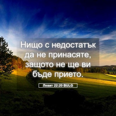 Picture 05 - Левит 22:20 BULG - Нищо с недостатък да не - Bible Verse Picture