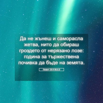 Picture 05 - Левит 25:5 BULG - Да не жънеш и саморасла - Bible Verse Picture