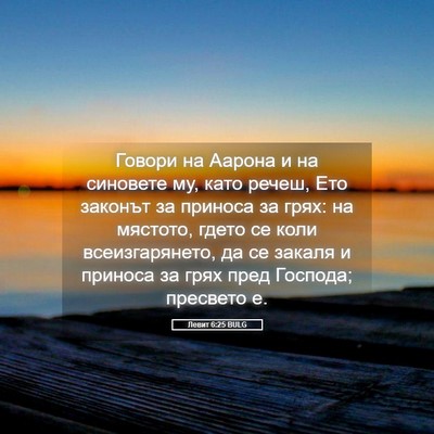 Picture 05 - Левит 6:25 BULG - Говори на Аарона и на - Bible Verse Picture