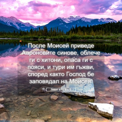 Picture 05 - Левит 8:13 BULG - После Моисей приведе - Bible Verse Picture