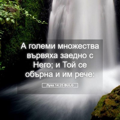Picture 05 - Лука 14:25 BULG - А големи множества вървяха - Bible Verse Picture