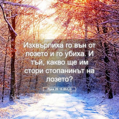Picture 05 - Лука 20:15 BULG - Изхвърлиха го вън от - Bible Verse Picture