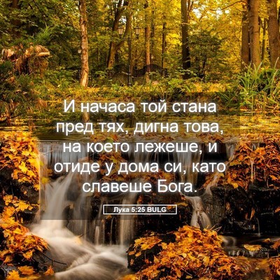 Picture 05 - Лука 5:25 BULG - И начаса той стана пред - Bible Verse Picture