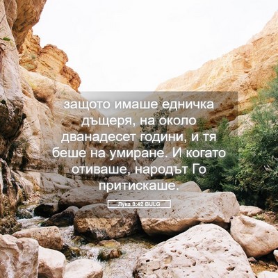 Picture 05 - Лука 8:42 BULG - защото имаше едничка - Bible Verse Picture