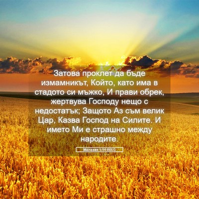 Picture 05 - Малахия 1:14 BULG - Затова проклет да бъде - Bible Verse Picture