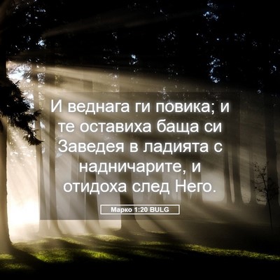 Picture 05 - Марко 1:20 BULG - И веднага ги повика; и те - Bible Verse Picture