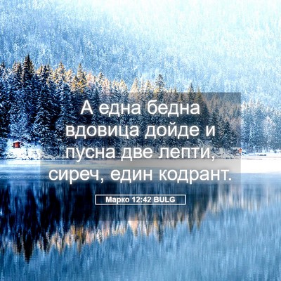 Picture 05 - Марко 12:42 BULG - А една бедна вдовица дойде - Bible Verse Picture