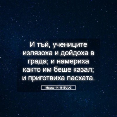 Picture 05 - Марко 14:16 BULG - И тъй, учениците излязоха и - Bible Verse Picture