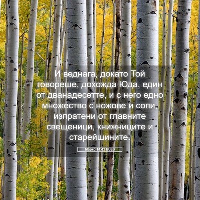 Picture 05 - Марко 14:43 BULG - И веднага, докато Той - Bible Verse Picture
