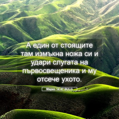 Picture 05 - Марко 14:47 BULG - А един от стоящите там - Bible Verse Picture