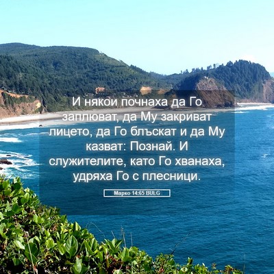 Picture 05 - Марко 14:65 BULG - И някои почнаха да Го - Bible Verse Picture