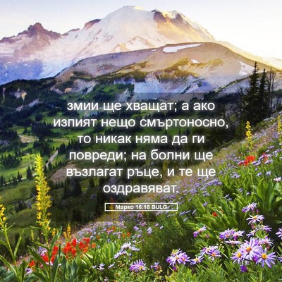 Picture 05 - Марко 16:18 BULG - змии ще хващат; а ако - Bible Verse Picture