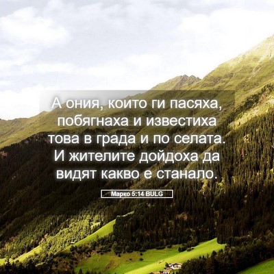 Picture 05 - Марко 5:14 BULG - А ония, които ги пасяха, - Bible Verse Picture