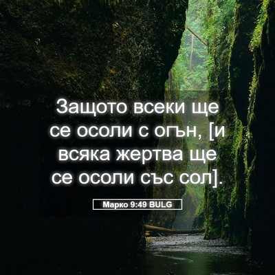 Picture 05 - Марко 9:49 BULG - Защото всеки ще се осоли с - Bible Verse Picture