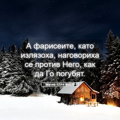 Picture 05 - Матей 12:14 BULG - А фарисеите, като излязоха, - Bible Verse Picture