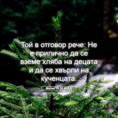 Picture 05 - Матей 15:26 BULG - Той в отговор рече: Не е - Bible Verse Picture