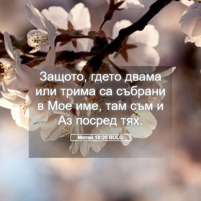 Picture 05 - Матей 18:20 BULG - Защото, гдето двама или - Bible Verse Picture