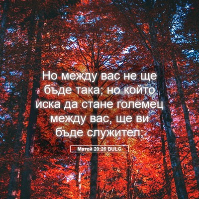 Picture 05 - Матей 20:26 BULG - Но между вас не ще бъде - Bible Verse Picture