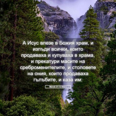 Picture 05 - Матей 21:12 BULG - А Исус влезе в Божия храм, и - Bible Verse Picture