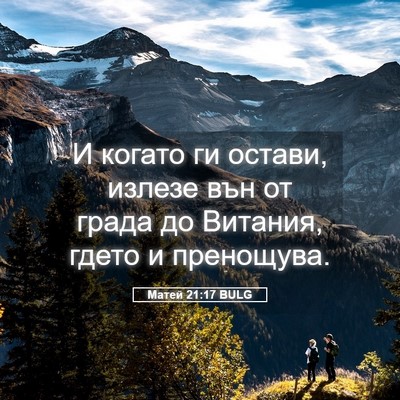 Picture 05 - Матей 21:17 BULG - И когато ги остави, излезе - Bible Verse Picture