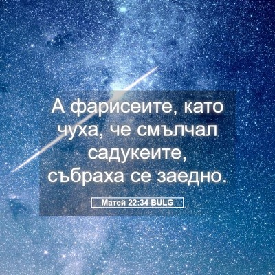 Picture 05 - Матей 22:34 BULG - А фарисеите, като чуха, че - Bible Verse Picture