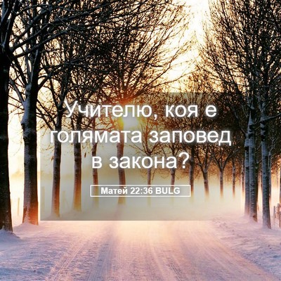 Picture 05 - Матей 22:36 BULG - Учителю, коя е голямата - Bible Verse Picture