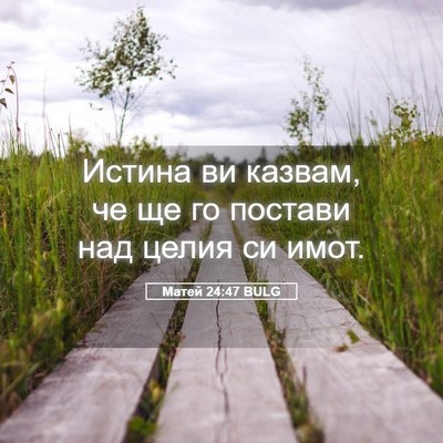 Picture 05 - Матей 24:47 BULG - Истина ви казвам, че ще го - Bible Verse Picture