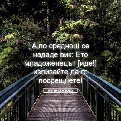 Picture 05 - Матей 25:6 BULG - А по среднощ се нададе вик: - Bible Verse Picture