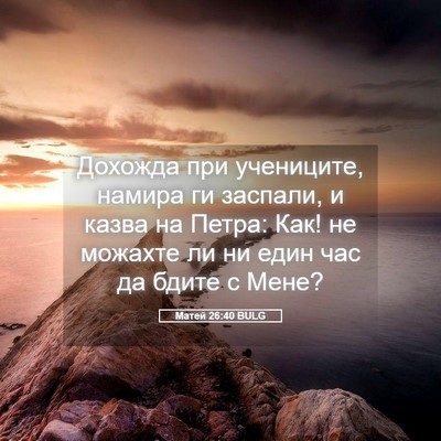 Picture 05 - Матей 26:40 BULG - Дохожда при учениците, - Bible Verse Picture