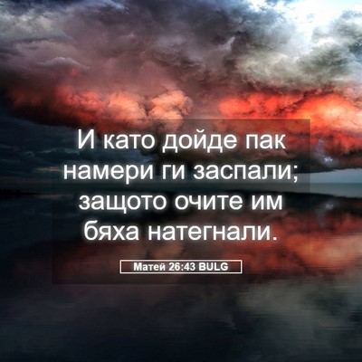Picture 05 - Матей 26:43 BULG - И като дойде пак намери ги - Bible Verse Picture