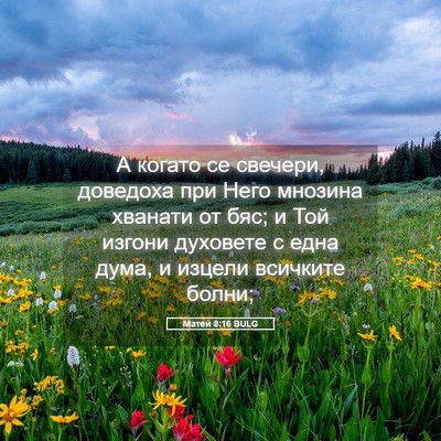Picture 05 - Матей 8:16 BULG - А когато се свечери, - Bible Verse Picture