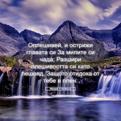 Picture 05 - Михей 1:16 BULG - Оплешивей, и острижи - Bible Verse Picture