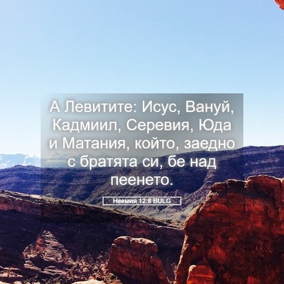 Picture 05 - Неемия 12:8 BULG - А Левитите: Исус, Вануй, - Bible Verse Picture