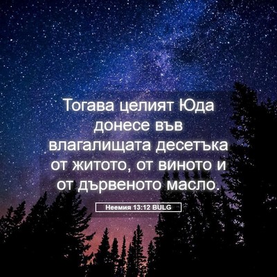 Picture 05 - Неемия 13:12 BULG - Тогава целият Юда донесе - Bible Verse Picture