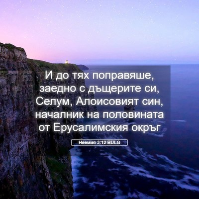 Picture 05 - Неемия 3:12 BULG - И до тях поправяше, заедно - Bible Verse Picture