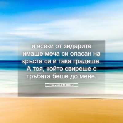 Picture 05 - Неемия 4:18 BULG - и всеки от зидарите имаше - Bible Verse Picture