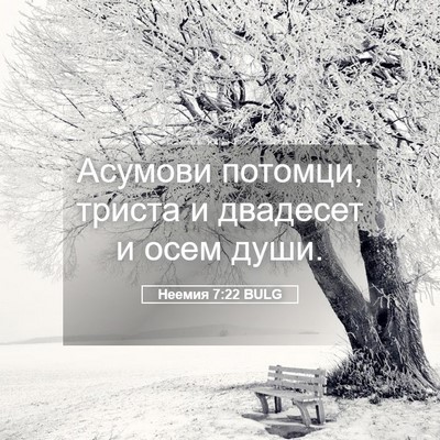 Picture 05 - Неемия 7:22 BULG - Асумови потомци, триста и - Bible Verse Picture
